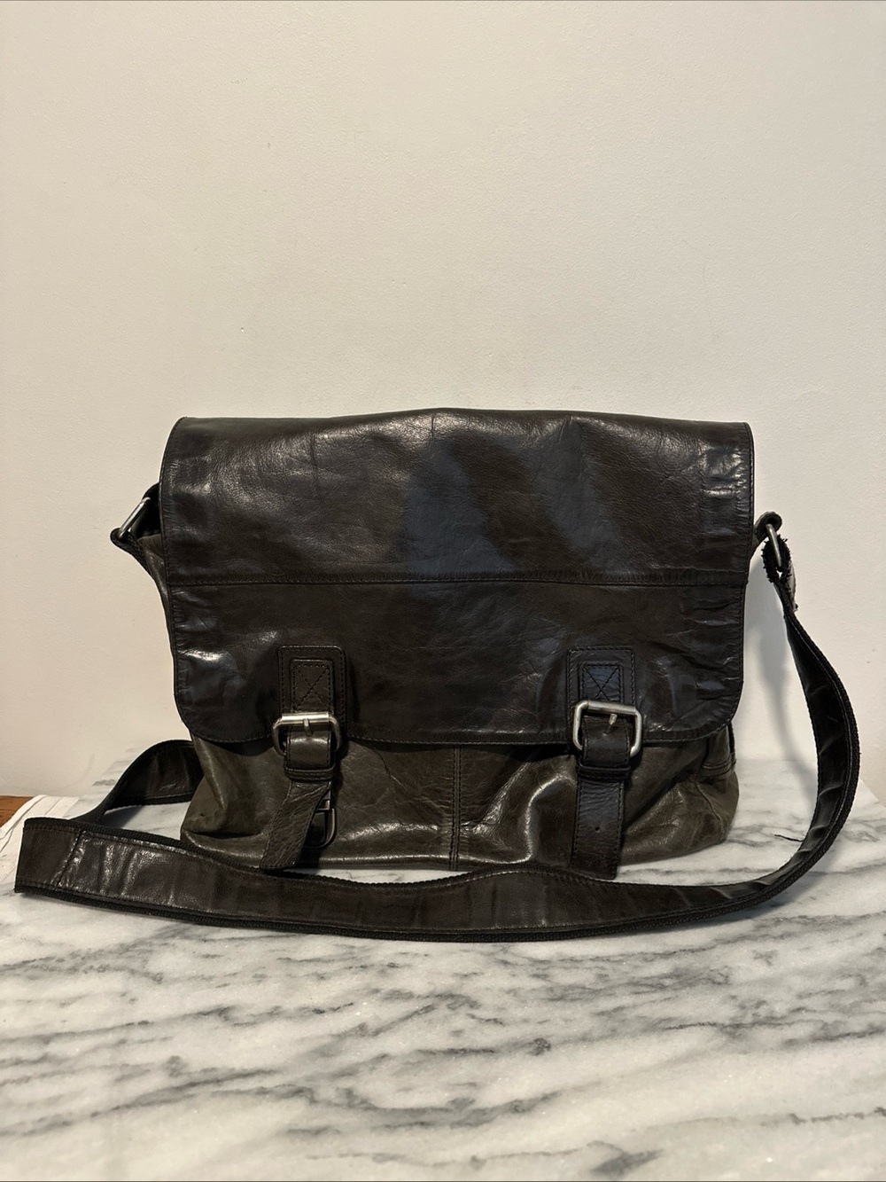 Fossil messenger crossbody bag laptop office vintage